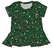 Load image into Gallery viewer, Holly Jolly Glitter Ladies' Peplum Top
