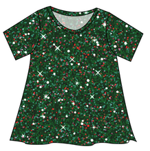 Load image into Gallery viewer, Holly Jolly Glitter Ladies' Swing Tee