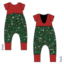 Load image into Gallery viewer, Holly Jolly Glitter Low Back Romper and Bubble Romper