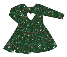 Load image into Gallery viewer, Holly Jolly Glitter Molly Heart Back Twirly Dress