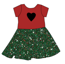Load image into Gallery viewer, Holly Jolly Glitter Molly Heart Back Twirly Dress