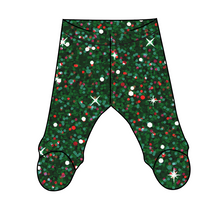Load image into Gallery viewer, Holly Jolly Glitter Newborn Footed Pants