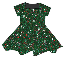 Load image into Gallery viewer, Holly Jolly Glitter Sweetheart Twirly Dress