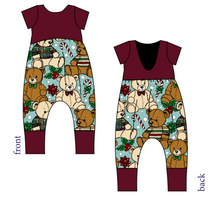 Load image into Gallery viewer, Holiday Teddies Low Back Romper and Bubble Romper