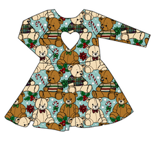 Load image into Gallery viewer, Holiday Teddies Molly Heart Back Twirly Dress