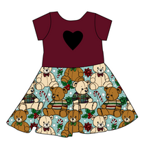 Load image into Gallery viewer, Holiday Teddies Molly Heart Back Twirly Dress