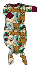 Load image into Gallery viewer, Holiday Teddies Newborn Knotted Gown