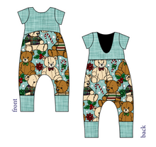 Load image into Gallery viewer, Holiday Teddies Low Back Romper and Bubble Romper
