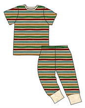 Load image into Gallery viewer, 90s Holiday Stripe Basic Loungewear Set
