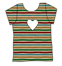 Load image into Gallery viewer, 90s Holiday Stripe Cambria Heart Back Tee