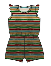 Load image into Gallery viewer, 90s Holiday Stripe Ivy Summer Romper