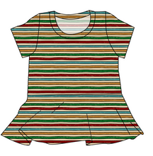 Load image into Gallery viewer, 90s Holiday Stripe Ladies' Peplum Top