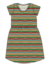 Load image into Gallery viewer, 90s Holiday Stripe Ladies' Play Dress