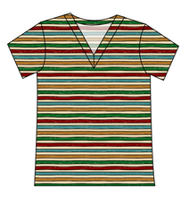 Load image into Gallery viewer, 90s Holiday Stripe Ladies' Slouchy V-Neck Tee