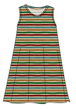 Load image into Gallery viewer, 90s Holiday Stripe Ladies' Swing Dress