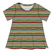 Load image into Gallery viewer, 90s Holiday Stripe Ladies' Swing Tee