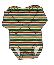 Load image into Gallery viewer, 90s Holiday Stripe Lap Neck Bodysuit