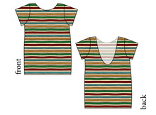 Load image into Gallery viewer, 90s Holiday Stripe Low Back Ballerina Tee