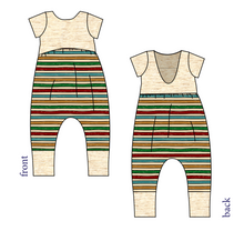 Load image into Gallery viewer, 90s Holiday Stripe Low Back Romper and Bubble Romper