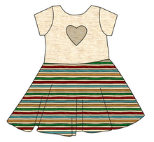 Load image into Gallery viewer, 90s Holiday Stripe Molly Heart Back Twirly Dress