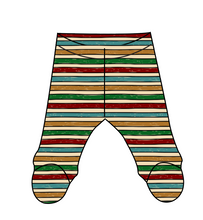 Load image into Gallery viewer, 90s Holiday Stripe Newborn Footed Pants