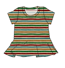 Load image into Gallery viewer, 90s Holiday Stripe Peplum Top