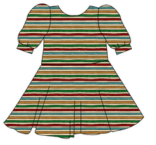 Load image into Gallery viewer, 90s Holiday Stripe Prairie Dress