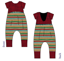 Load image into Gallery viewer, 90s Holiday Stripe Low Back Romper and Bubble Romper