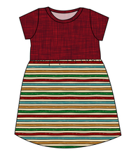 Load image into Gallery viewer, 90s Holiday Stripe Play Dress