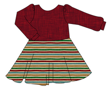 Load image into Gallery viewer, 90s Holiday Stripe Prairie Dress