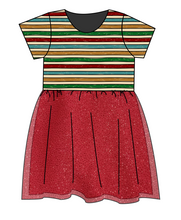 Load image into Gallery viewer, 90s Holiday Stripe Tulle Dress