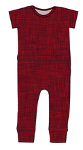 Load image into Gallery viewer, Crimson Linen Bennett Pants and Shorts Length T-Shirt Romper