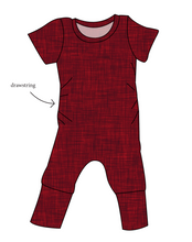 Load image into Gallery viewer, Crimson Linen Grow With Me Pants And Shorts Romper