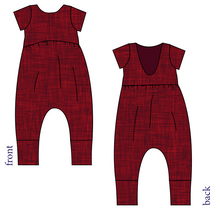 Load image into Gallery viewer, Crimson Linen Low Back Romper and Bubble Romper