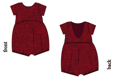 Load image into Gallery viewer, Crimson Linen Low Back Romper and Bubble Romper
