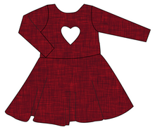 Load image into Gallery viewer, Crimson Linen Molly Heart Back Twirly Dress