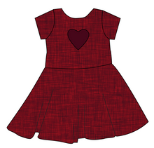 Load image into Gallery viewer, Crimson Linen Molly Heart Back Twirly Dress