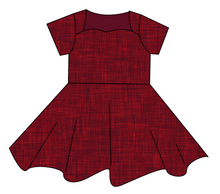 Load image into Gallery viewer, Crimson Linen Sweetheart Twirly Dress
