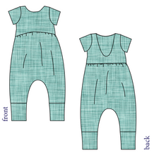 Load image into Gallery viewer, Sage Linen Low Back Romper and Bubble Romper