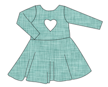 Load image into Gallery viewer, Sage Linen Molly Heart Back Twirly Dress