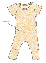 Load image into Gallery viewer, Champagne Glitter Grow With Me Pants And Shorts Romper