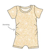 Load image into Gallery viewer, Champagne Glitter Grow With Me Pants And Shorts Romper