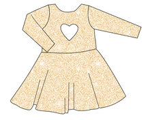 Load image into Gallery viewer, Champagne Glitter Molly Heart Back Twirly Dress