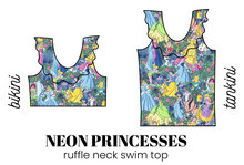 Load image into Gallery viewer, All Prints Swim Preorder Ruffle Neck Swim Top