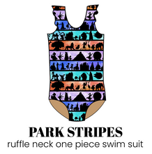 Load image into Gallery viewer, All Prints Swim Preorder Ruffle Neck One Piece Swim Suit