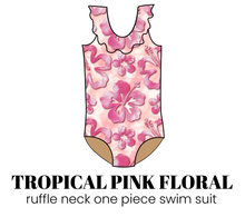 Load image into Gallery viewer, All Prints Swim Preorder Ruffle Neck One Piece Swim Suit