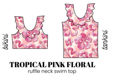 Load image into Gallery viewer, All Prints Swim Preorder Ruffle Neck Swim Top