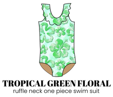 Load image into Gallery viewer, All Prints Swim Preorder Ruffle Neck One Piece Swim Suit