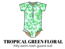 Load image into Gallery viewer, All Prints Swim Preorder Frilly One Piece Rashguard Suit