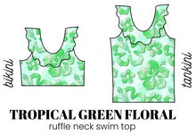 Load image into Gallery viewer, All Prints Swim Preorder Ruffle Neck Swim Top